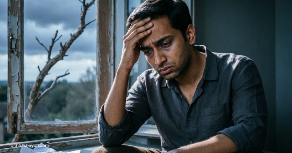 Sad person feeling regret