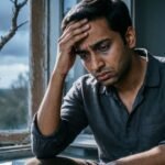 Sad person feeling regret