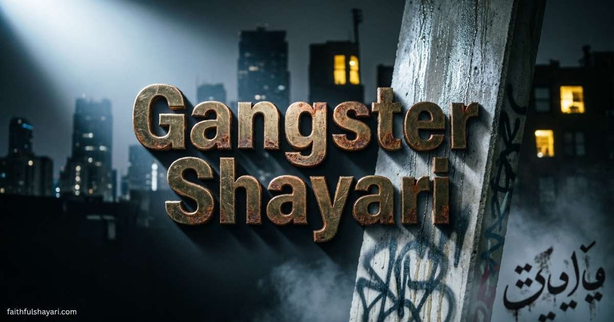 Bold “Gangster Shayari” text on a dark, stylish background.