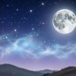 Peaceful night sky with moon and stars representing Good Night Quotes In Hindi.