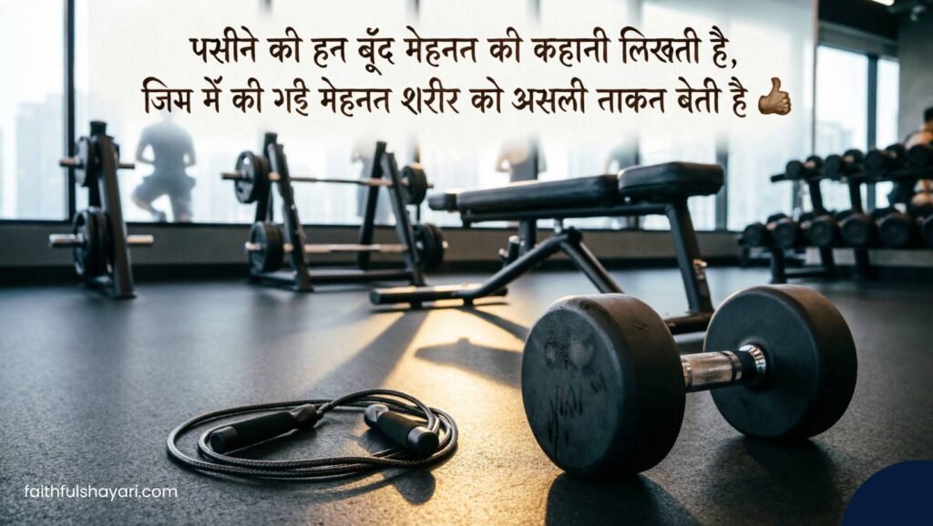 Gym motivation shayari quote on a workout background