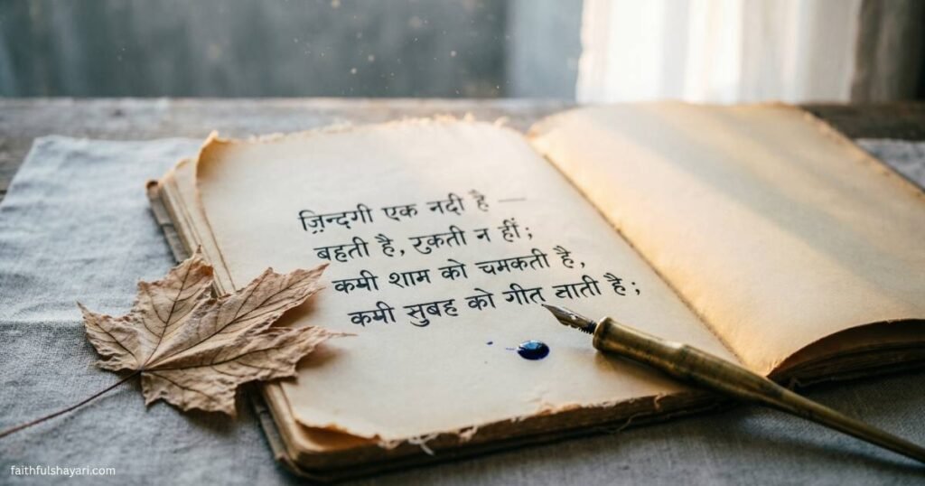 Life Shayari themed image with calm, emotional mood and soft lighting.