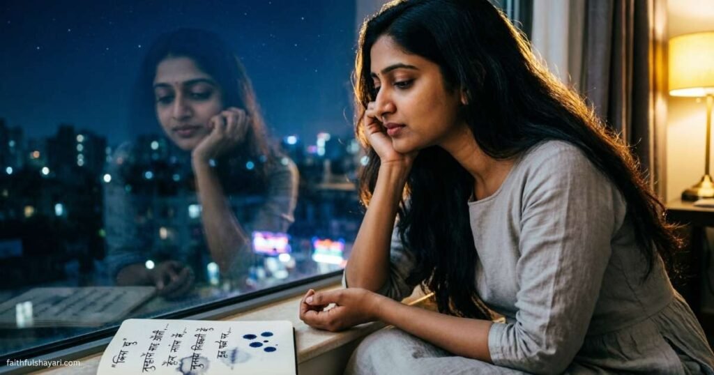 Lonely person at night expressing missing someone.