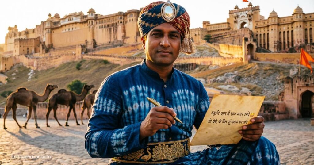 Rajasthani Shayari with traditional cultural background.