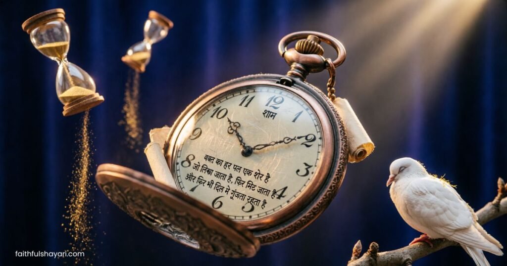 Clock symbolizing time and emotions in shayari.