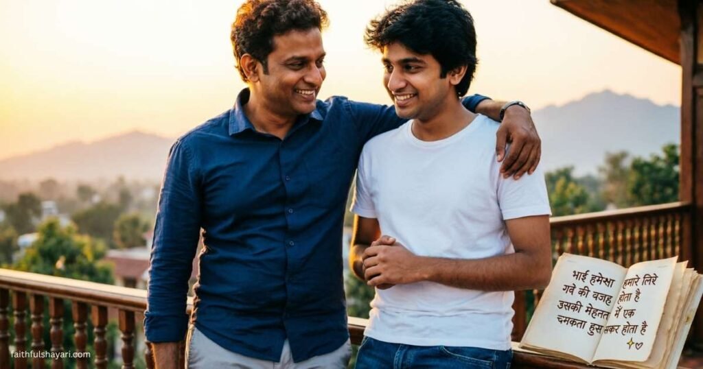 Two brothers showing love and strong bond, representing Bhai Ke Liye Shayari.