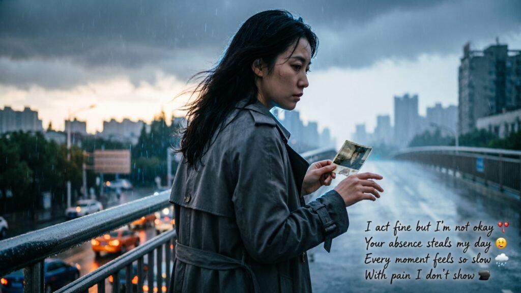 Sad emotional breakup quote image with lonely mood and heartbroken feelings.