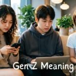 Young people using phones and laptops representing Gen Z.