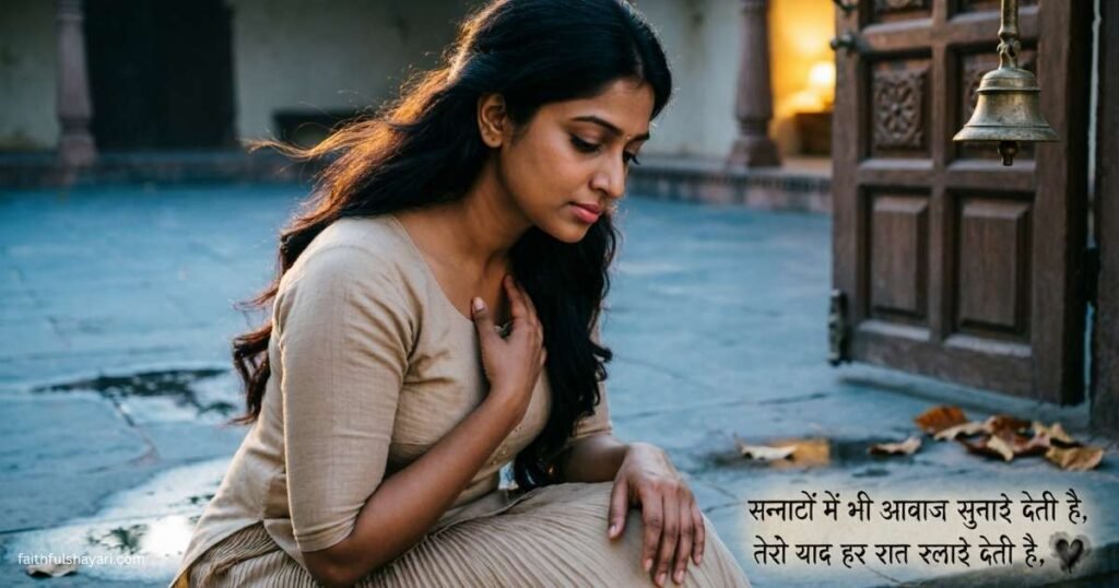 A soft emotional image showing the silent feelings of Khamoshi Shayari.