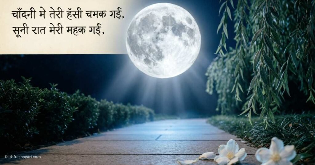 Bright moon glowing in the peaceful night sky for Moon Shayari.