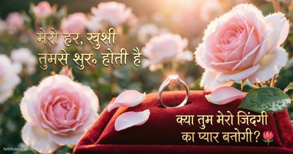 Romantic Propose Day Shayari with heart and rose-themed background.