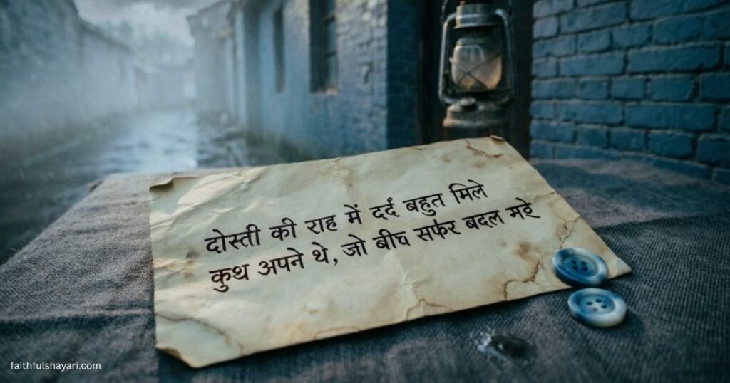 Emotional Sad Dosti Shayari image about broken friendship.