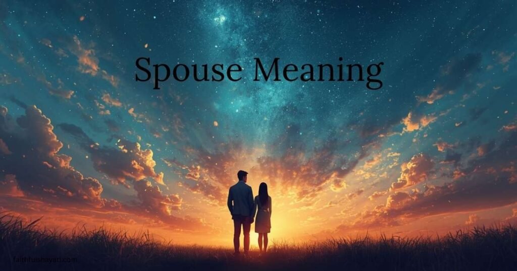 Illustration showing a husband and wife standing together to explain the meaning of spouse.