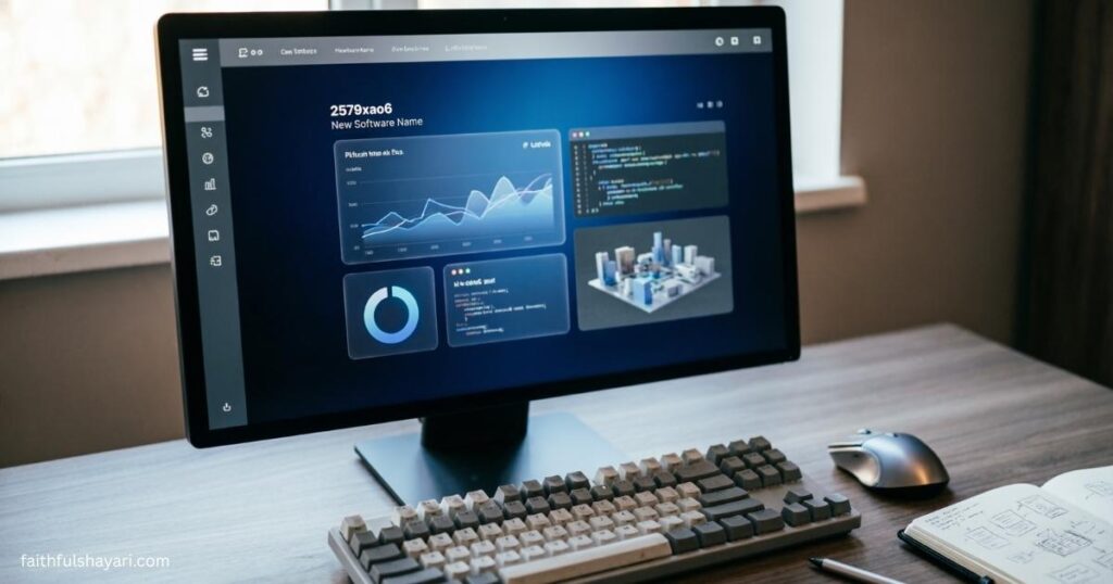 2579xao6 New Software Name interface shown on a desktop computer