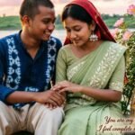 Assamese couple expressing love in a romantic setting.