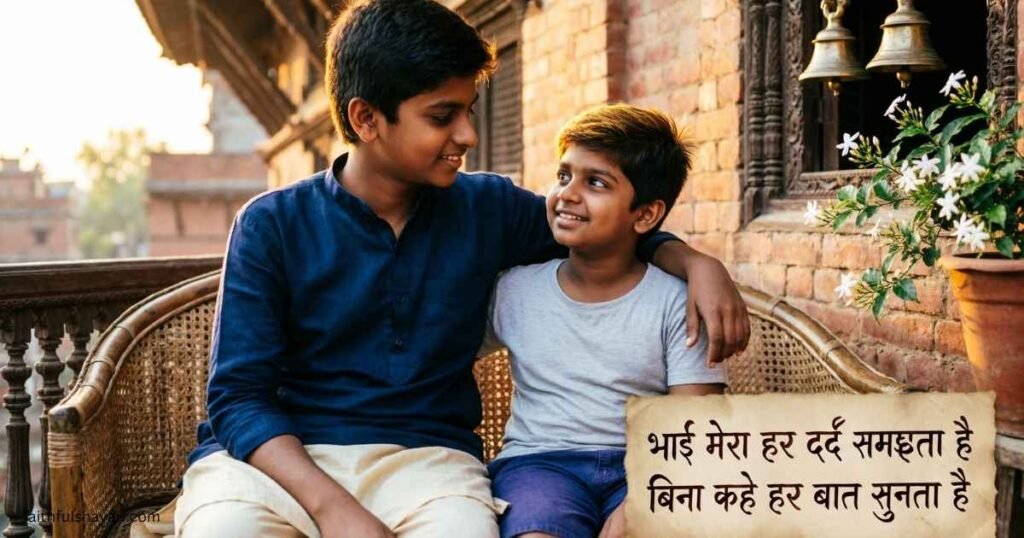 Brother Shayari in Hindi showing strong brotherly bond and love.