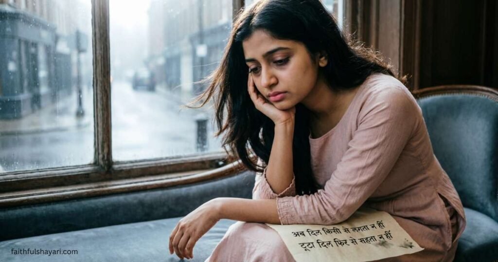 Sad girl lost in deep thoughts, expressing emotions through Girls Sad Shayari.
