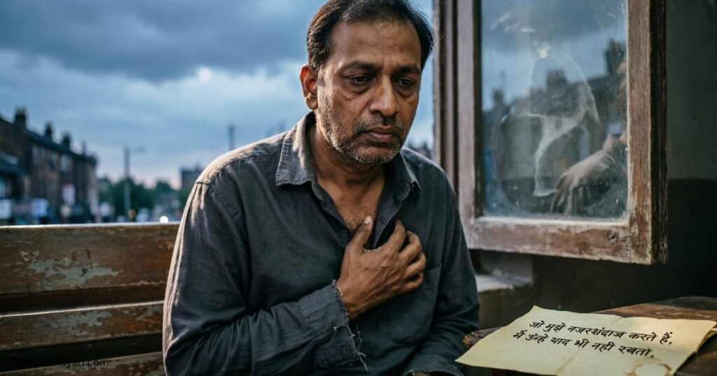 Sad Ignore Shayari image showing feelings of loneliness and heartbreak.
