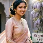 Beautiful girl with a sweet smile expressing elegance and charm.