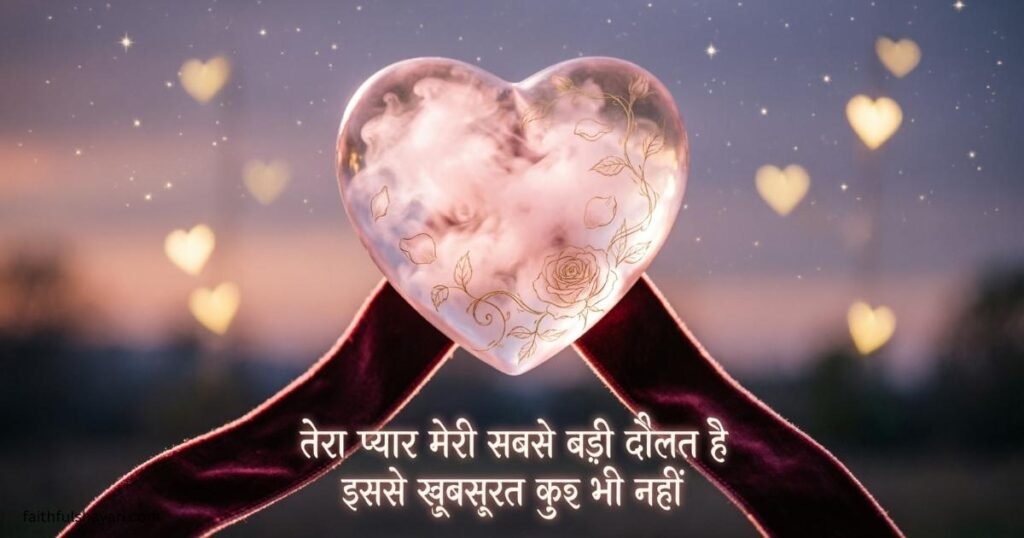 Romantic Love Shayari image with heart-themed soft visuals.