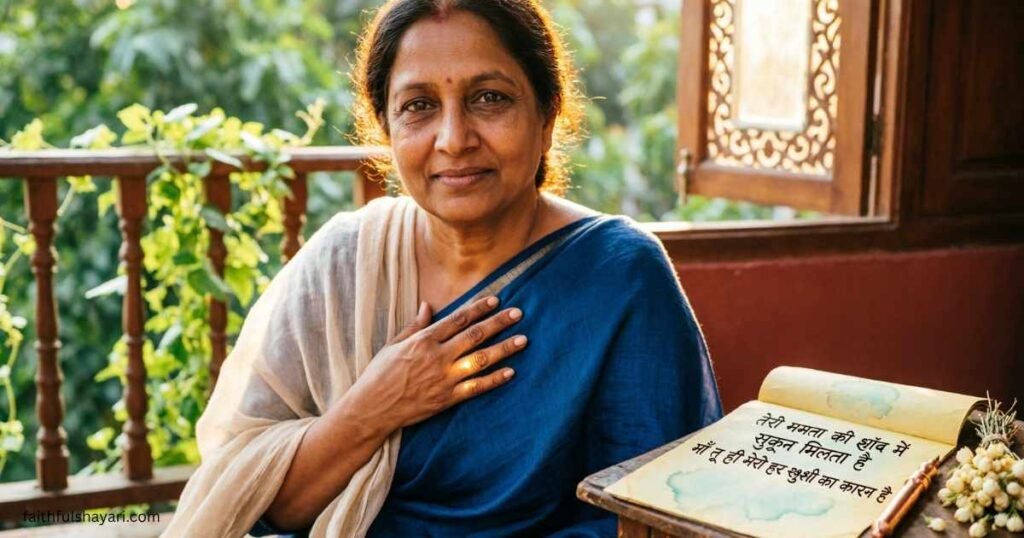 Maa Shayari in Hindi with a warm and emotional mother-love theme