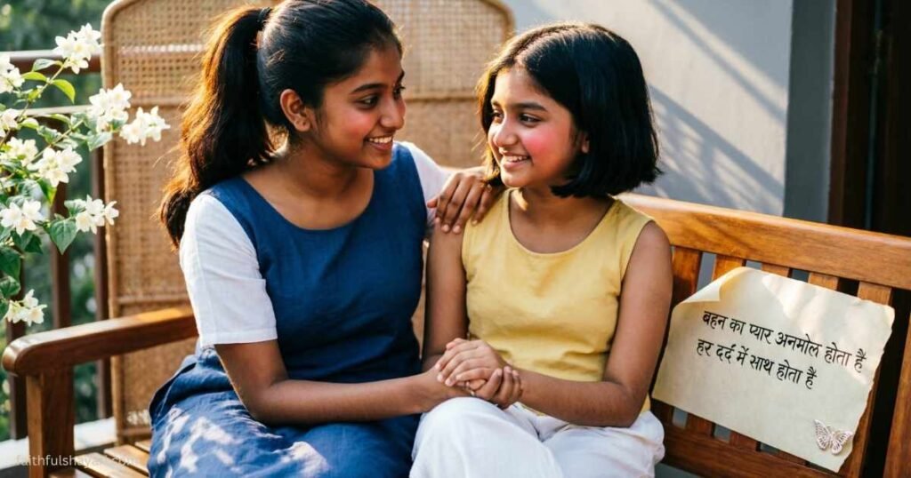 Heartfelt Sister Shayari image showing the love and bond between sisters.